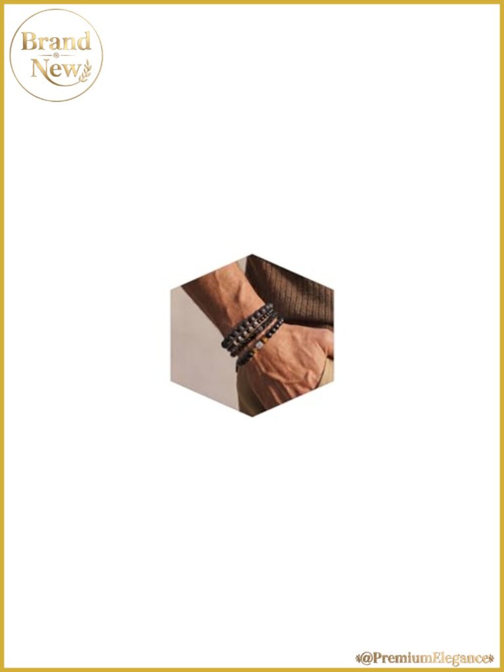 Men's 4-Piece Natural Stone Beaded Bracelet Set Stretchable Stackable
